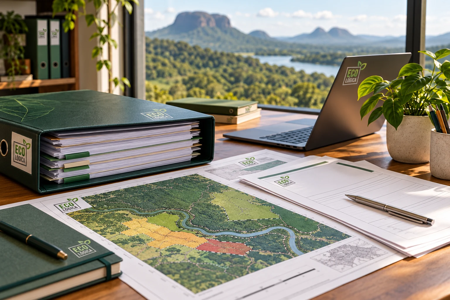 Organização de estudo e documentação para licenciamento ambiental, em cena ilustrativa